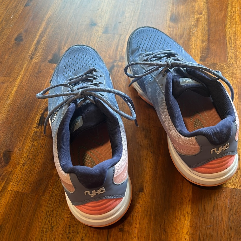 Like new Ryka shoes. Just got them. Blue and pink. 71/2 wide. Have bad feet.
